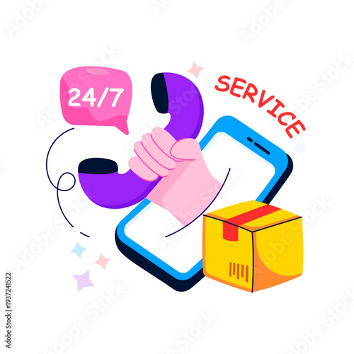 Modifiable illustration of customer service