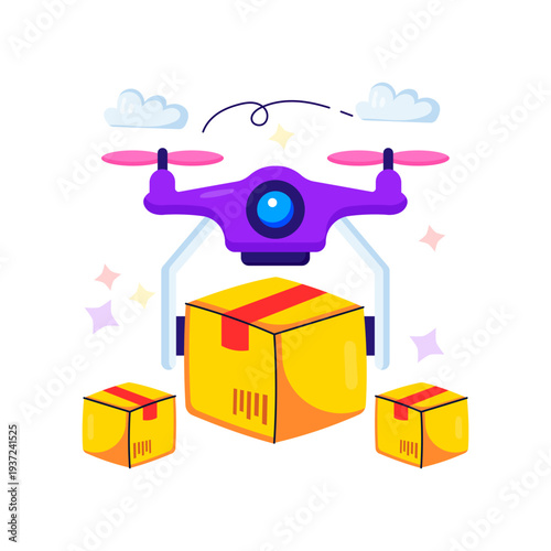 Modern design illustration of drone delivery