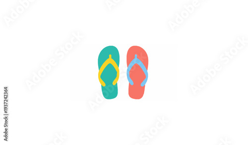 Flat flip flops beach sandals icon vector isolated on white background