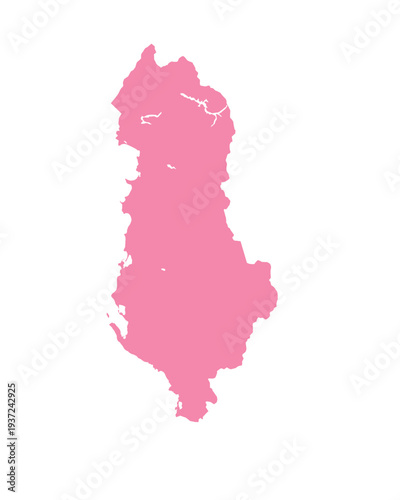 Map of Albania, sign silhouette. World Map Globe. Vector Illustration isolated on white background. Europe continent.