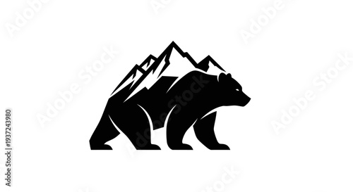 Bear silhouette with mountain peak logo