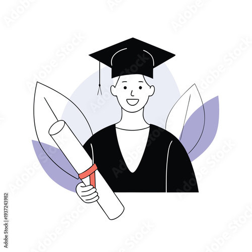 Graduate Student Holding Diploma – Academic Achievement Vector