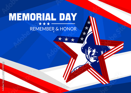 Memorial Day banner with soldier and star