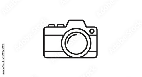 Modern Line Art Camera Icon. Digital Photography Device Outline Symbol. Clean Vector Graphic Illustration for Web and Apps.