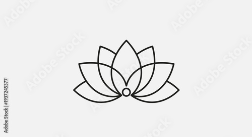 Elegant minimalist lotus flower line art vector illustration for wellness, yoga, meditation, beauty, and natural design
