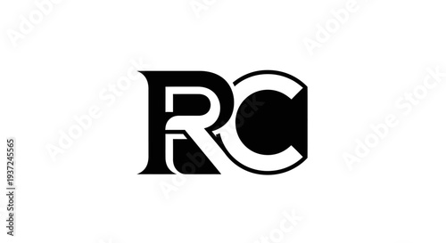 Stylish black RC monogram logo concept, modern initials design element, decorative letter combination for branding identity