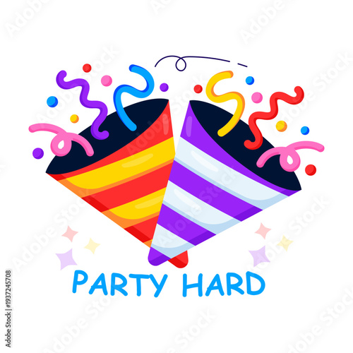 A flat design illustration of party popper