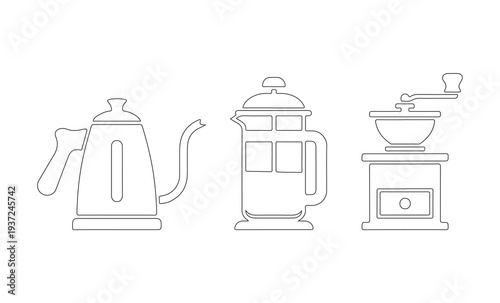 Set of 3 coffee maker icons vector