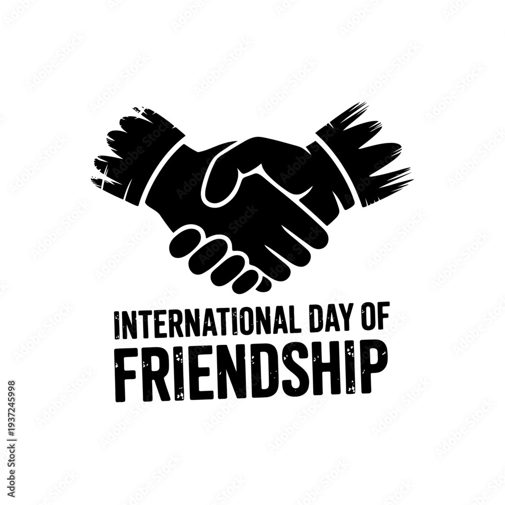 Obraz premium International day of friendship vector banner with silhouette handshake symbol