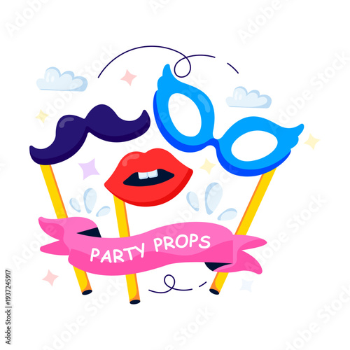 An editable design illustration of party props