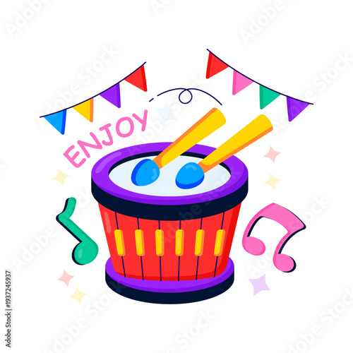 A vector design of beating drum 