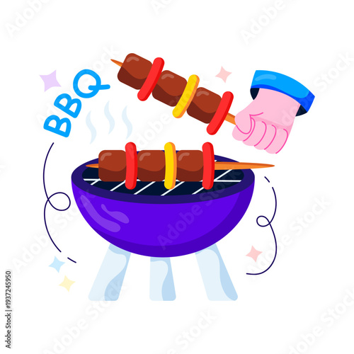A unique design illustration of bbq skewers