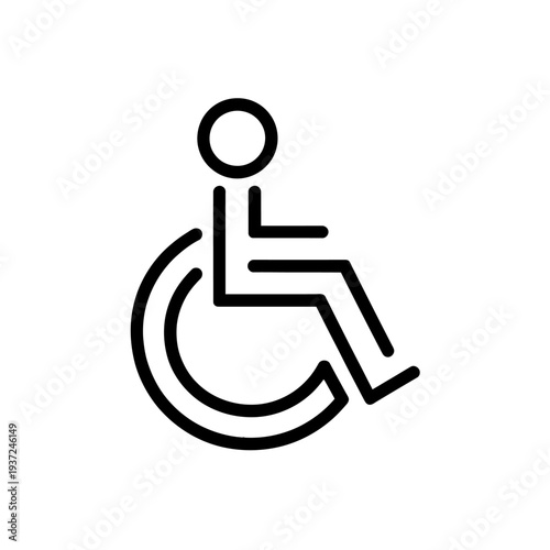 Wheelchair disabled person accessible mobility icon simple outline design
