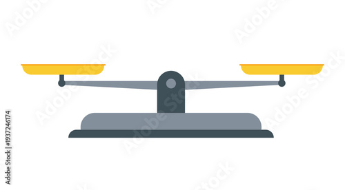 Weighing scales. Equal in weight bowls. Justice and law concept. Comparison of two options