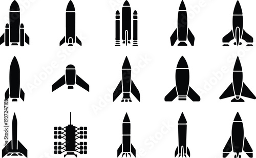 Set of 12 space shuttle icons vector