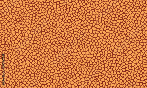 Seamless reptile skin pattern vector with organic scale texture in warm orange tones. Abstract animal skin background, textile prints, fashion design, wallpaper, packaging and surface pattern design.
