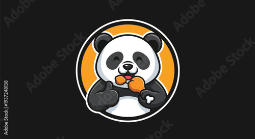 Cartoon panda character eating food