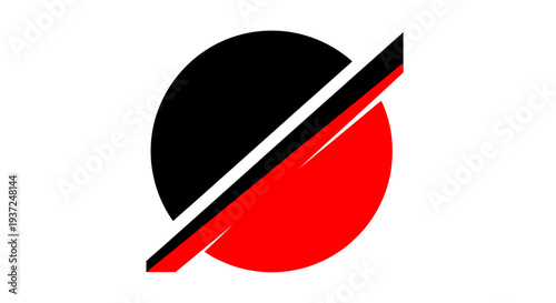 Abstract Geometric Design With Circular Elements And Striking Contrast in Black And Red