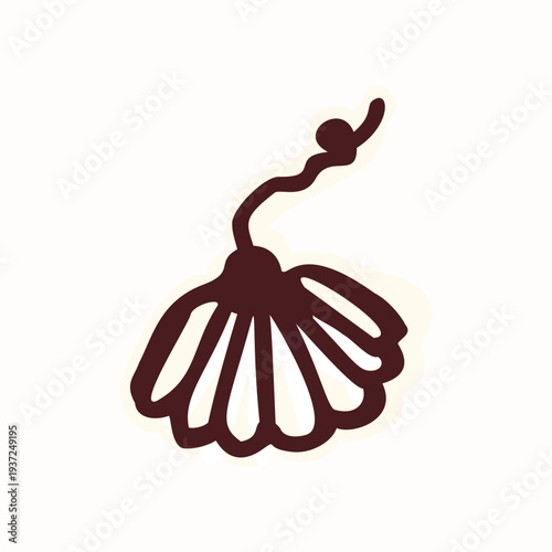 Simple pilgrim shell icon motif in black and white line art for Camino de Compostela, St James Pilgrims way. Hand drawn isolated vector symbol for europe pilgrimage travel. Religious viera souvenir