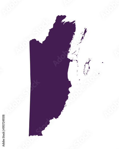 Map of Belize, sign silhouette. World Map Globe. Vector Illustration isolated on white background. Central America continent.