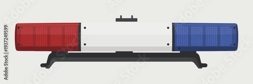 A Flat Minimalist Illustration of a Police Light Bar Featuring Red and Blue Flashing Lights on a White Surface