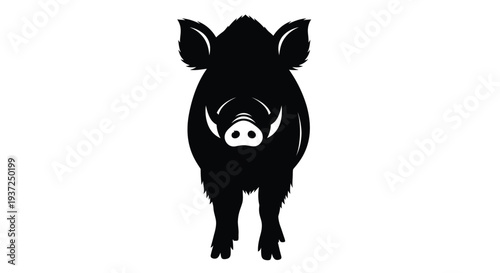 A striking black silhouette of a pig facing the viewer silhouette