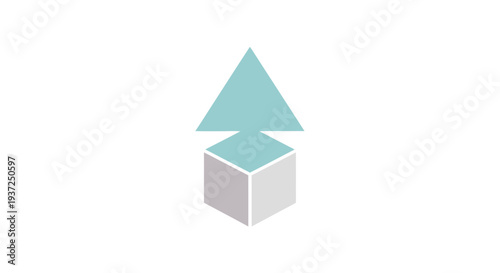 Abstract Geometric Illustration: Arrow Rising Above a Box, Minimalist Modern Design Concept