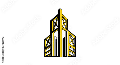 Abstract Geometric Illustration of a Modern Building's Architectural Structure