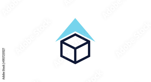 Abstract Geometric Logo With Roof Over Box Representing Modern Building Design Concept