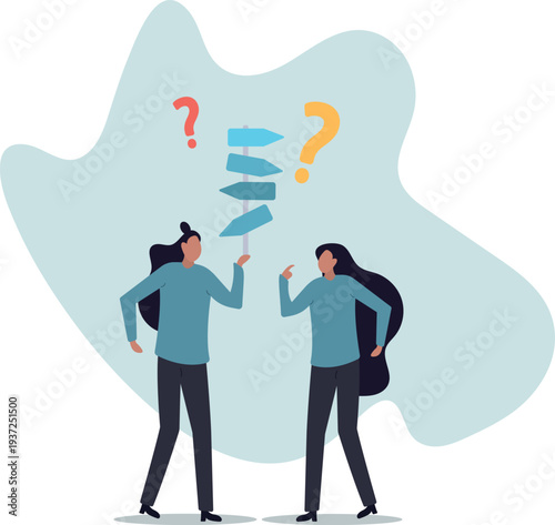 Decision choice, confusion, doubt for opportunity, challenge to choose career path, way to success or tough decision,human life and situation.