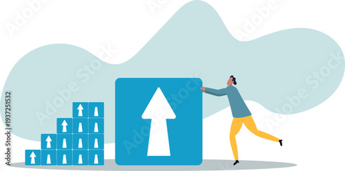 Business growth, career improvement or investment earning profit, personal development, growing business or leadership effort .human life and situation.