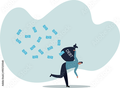 Debt burden, financial obligation or loan payment, heavy load of money failure,