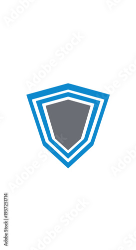 Abstract Geometric Shield Design in Teal and Gray, Representing Security and Protection Concepts