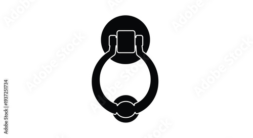 Simple black silhouette of a vintage door knocker design silhouette