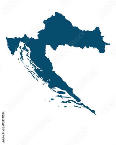 Map of Croatia, sign silhouette. World Map Globe. Vector Illustration isolated on white background. Europe continent.