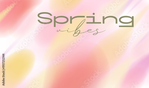 Spring right abstract background with yellow green and pink tones, soft glow, and airy blur effect. Vector illustration.