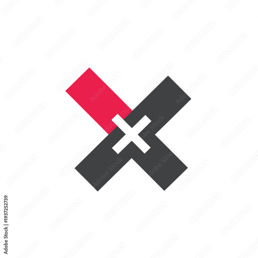 Fototapeta premium Abstract Graphic Design Featuring Crossed Shapes with Contrasting Colors and Symbolic Intersection