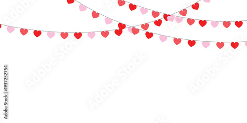 Set of heart flags border in various color vector