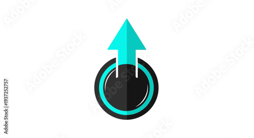 Abstract Graphic With Blue Arrow Pointing Up Indicating Activation or Upload