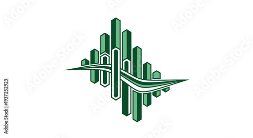 Abstract Green Cityscape Symbolizing Growth and Development with Modern Aesthetics