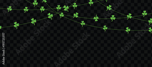 Patrick day background with vector four-leaf clover border background. Lucky fower-leafed green background for Irish beer festival St Patrick's day vector illustration.