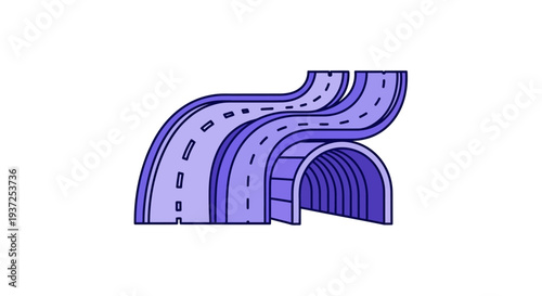 Abstract Illustration of Roads and Tunnels Representing Journeys and Transportation