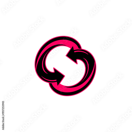 Abstract Intertwined Arrows Symbolizing Renewal, Repetition, and Continuous Cycles on White