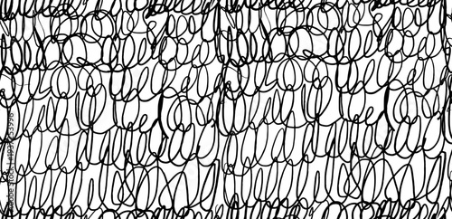 Abstract chaos scribble seamless pattern. Hand drawn messy pen scrawl and rough pencil squiggles texture. Black and white chaotic line background for grunge wallpaper, wrapping or modern design.Vector