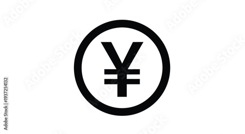 Black and white graphic of japanese yen symbol circular design silhouette