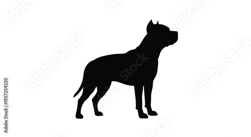 A striking black silhouette of a pit bull dog breed silhouette