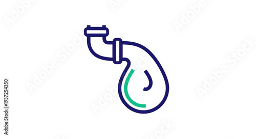 Abstract Plumbing Icon Illustrating Pipe Connection and Water Flow, Design in Line Art Style