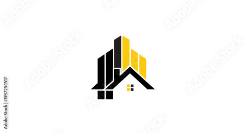 Abstract Real Estate Logo Design Showing Modern Construction Concepts and Property