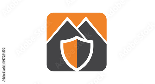 Abstract Mountain Symbol With A Protective Shield Logo Design Concept Of Security And Safety