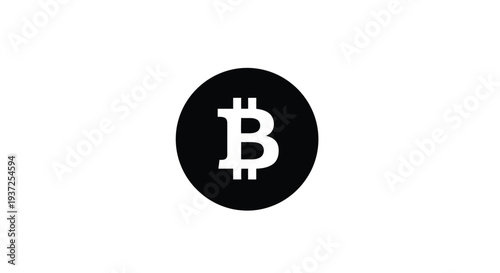 Black circle displays a white bitcoin symbol a striking silhouette